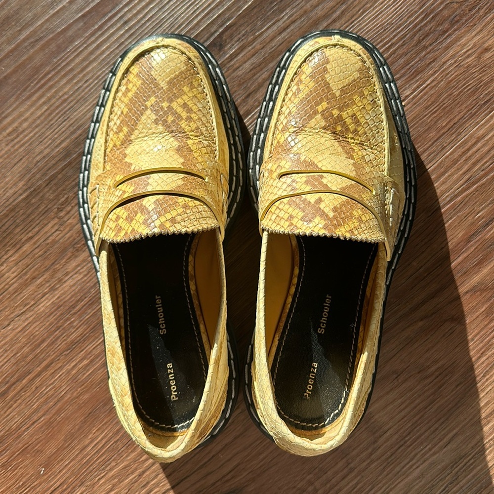 Proenza Schouler Yellow Snakeskin Loafers